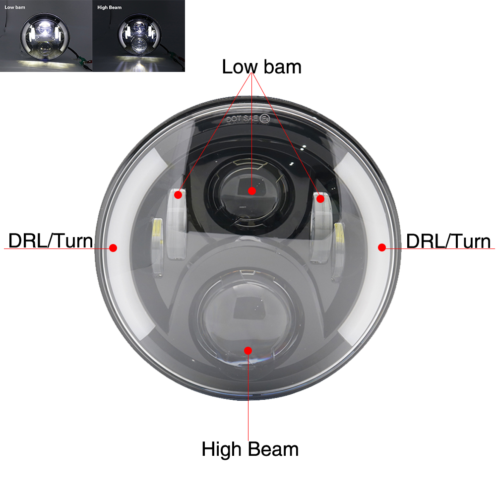 1pc 7 Inch LED Headlights DRL  - Model Kit Jeep 评论和价格
